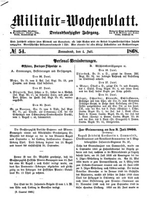 Militär-Wochenblatt Samstag 4. Juli 1868