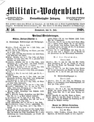 Militär-Wochenblatt Samstag 11. Juli 1868