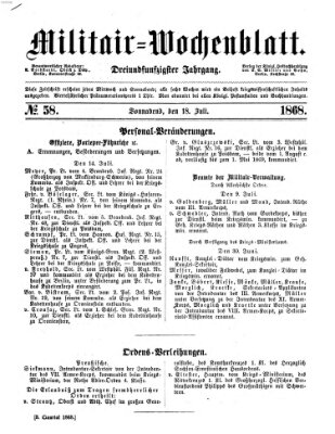 Militär-Wochenblatt Samstag 18. Juli 1868