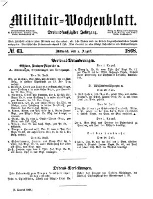 Militär-Wochenblatt Mittwoch 5. August 1868