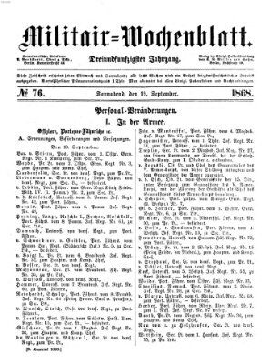 Militär-Wochenblatt Samstag 19. September 1868