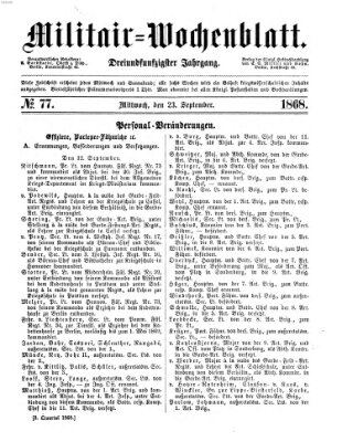 Militär-Wochenblatt Mittwoch 23. September 1868