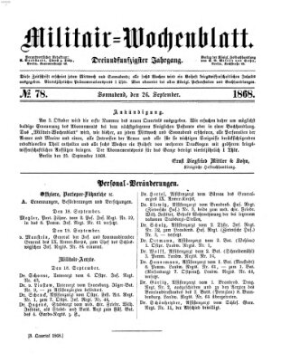 Militär-Wochenblatt Samstag 26. September 1868