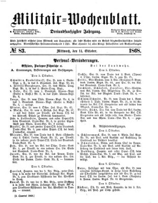 Militär-Wochenblatt Mittwoch 14. Oktober 1868