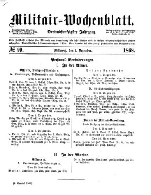 Militär-Wochenblatt Mittwoch 9. Dezember 1868