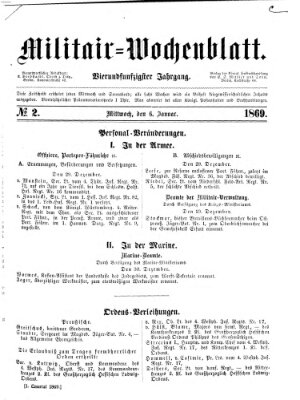 Militär-Wochenblatt Mittwoch 6. Januar 1869