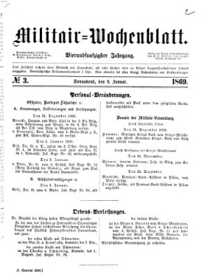 Militär-Wochenblatt Samstag 9. Januar 1869