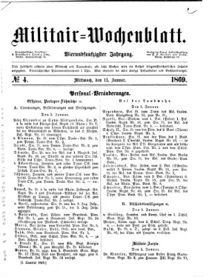 Militär-Wochenblatt Mittwoch 13. Januar 1869