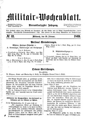 Militär-Wochenblatt Mittwoch 10. Februar 1869