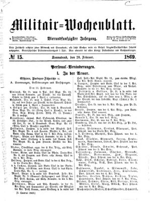 Militär-Wochenblatt Samstag 20. Februar 1869