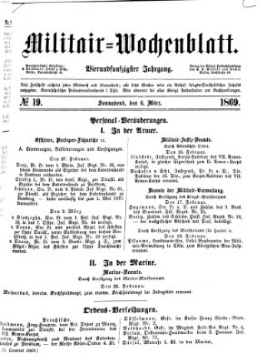 Militär-Wochenblatt Samstag 6. März 1869