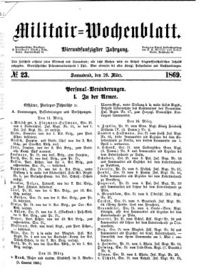 Militär-Wochenblatt Samstag 20. März 1869