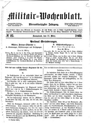 Militär-Wochenblatt Samstag 27. März 1869