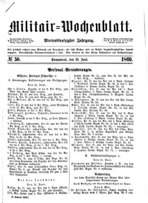 Militär-Wochenblatt Samstag 19. Juni 1869