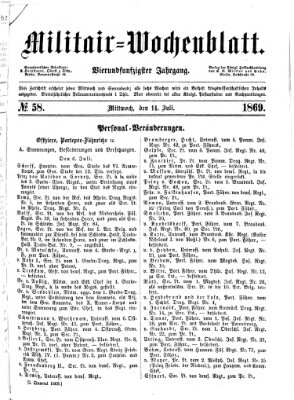 Militär-Wochenblatt Mittwoch 14. Juli 1869