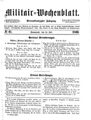 Militär-Wochenblatt Samstag 24. Juli 1869