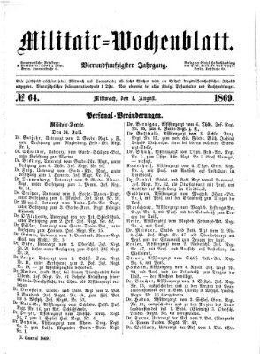 Militär-Wochenblatt Mittwoch 4. August 1869