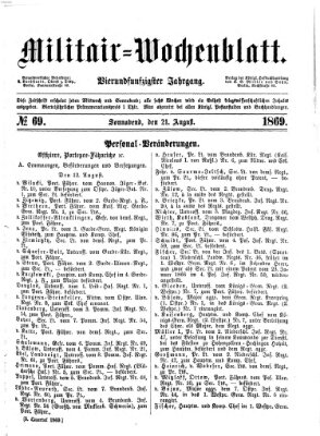 Militär-Wochenblatt Samstag 21. August 1869