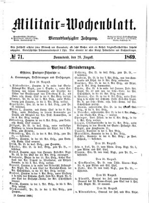 Militär-Wochenblatt Samstag 28. August 1869