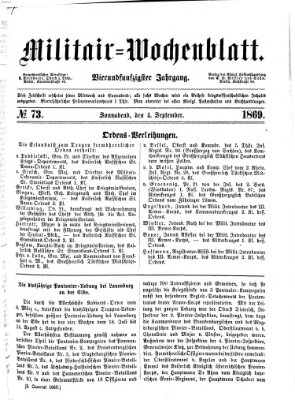 Militär-Wochenblatt Samstag 4. September 1869