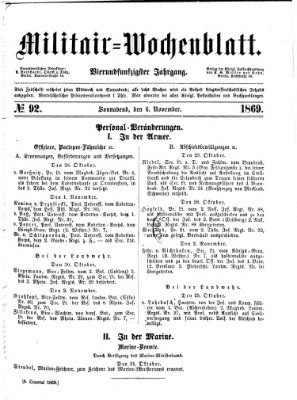 Militär-Wochenblatt Samstag 6. November 1869