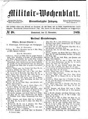 Militär-Wochenblatt Samstag 27. November 1869