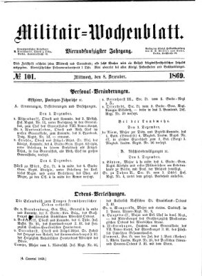 Militär-Wochenblatt Mittwoch 8. Dezember 1869