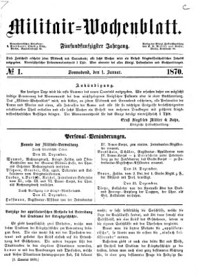 Militär-Wochenblatt Samstag 1. Januar 1870