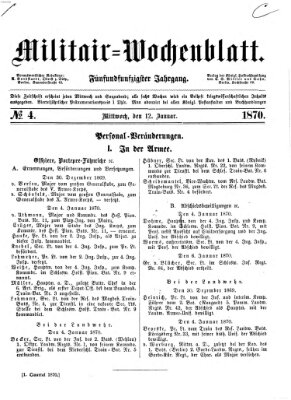 Militär-Wochenblatt Mittwoch 12. Januar 1870