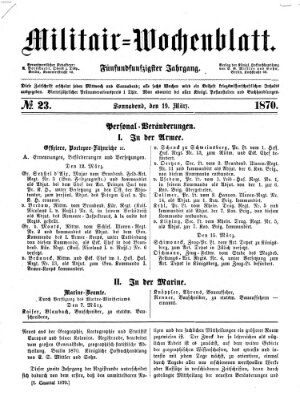 Militär-Wochenblatt Samstag 19. März 1870