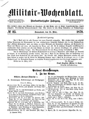 Militär-Wochenblatt Samstag 26. März 1870