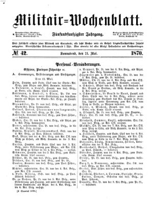 Militär-Wochenblatt Samstag 21. Mai 1870