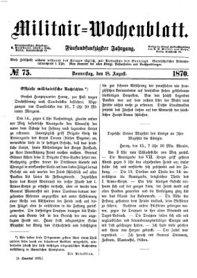 Militär-Wochenblatt Donnerstag 18. August 1870