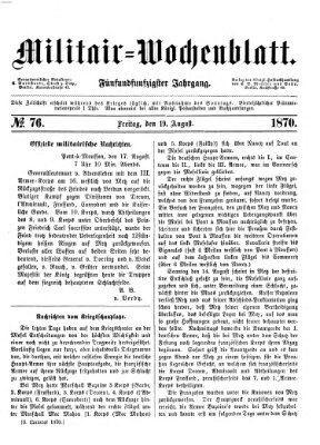 Militär-Wochenblatt Freitag 19. August 1870