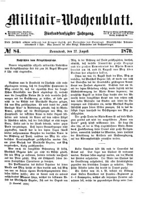 Militär-Wochenblatt Samstag 27. August 1870