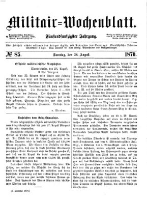 Militär-Wochenblatt Sonntag 28. August 1870