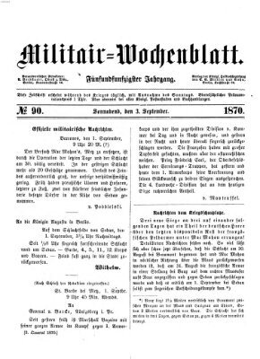 Militär-Wochenblatt Samstag 3. September 1870