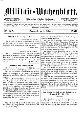 Militär-Wochenblatt Samstag 8. Oktober 1870