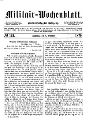 Militär-Wochenblatt Sonntag 9. Oktober 1870