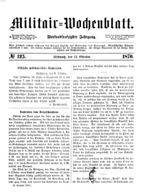 Militär-Wochenblatt Mittwoch 12. Oktober 1870