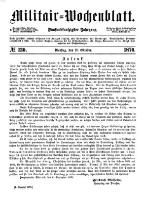 Militär-Wochenblatt Dienstag 18. Oktober 1870