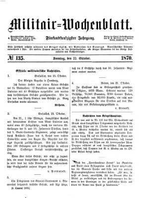 Militär-Wochenblatt Sonntag 23. Oktober 1870