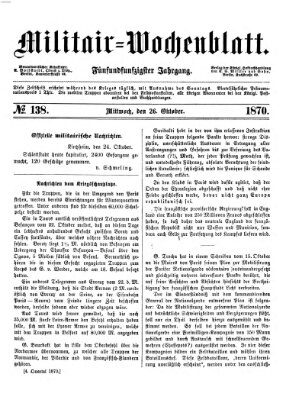 Militär-Wochenblatt Mittwoch 26. Oktober 1870