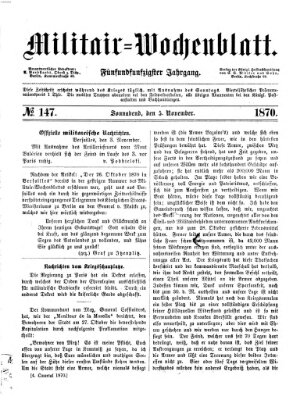 Militär-Wochenblatt Samstag 5. November 1870