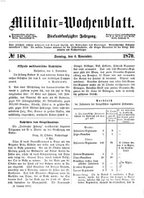 Militär-Wochenblatt Sonntag 6. November 1870