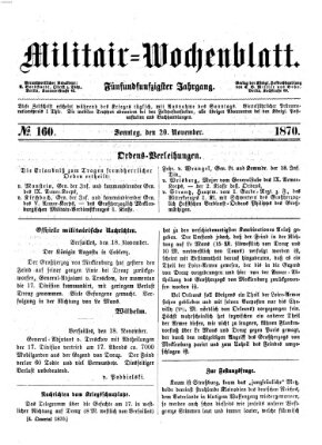 Militär-Wochenblatt Sonntag 20. November 1870