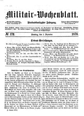 Militär-Wochenblatt Sonntag 4. Dezember 1870