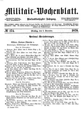 Militär-Wochenblatt Dienstag 6. Dezember 1870