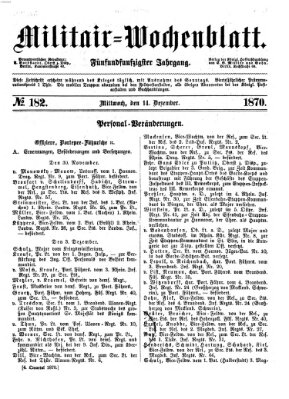 Militär-Wochenblatt Mittwoch 14. Dezember 1870