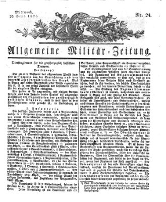 Allgemeine Militär-Zeitung Mittwoch 20. September 1826